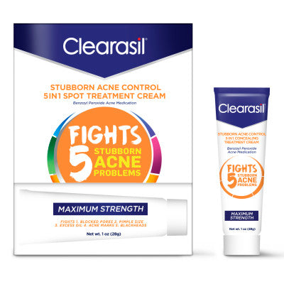 Image of Clearasil Benzoyl Peroxide Stubborn Acne Spot Treatment Cream, 1 oz