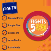 Clearasil face wash fights blocked pores, pimple size, excess oil, acne marks, and blackheads